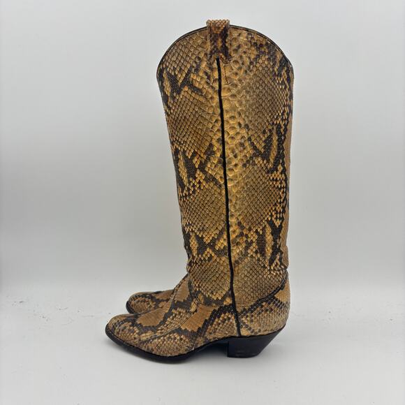 Vintage Larry Mahan Python Snakeskin Cowboy Western Boots